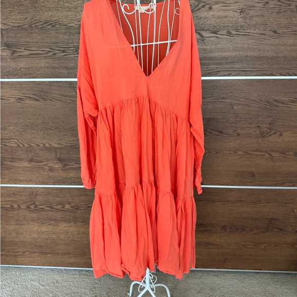 BODEN coral long sleeve lightweight tiered mini coverup dress sz 2XL - Picture 3 of 9